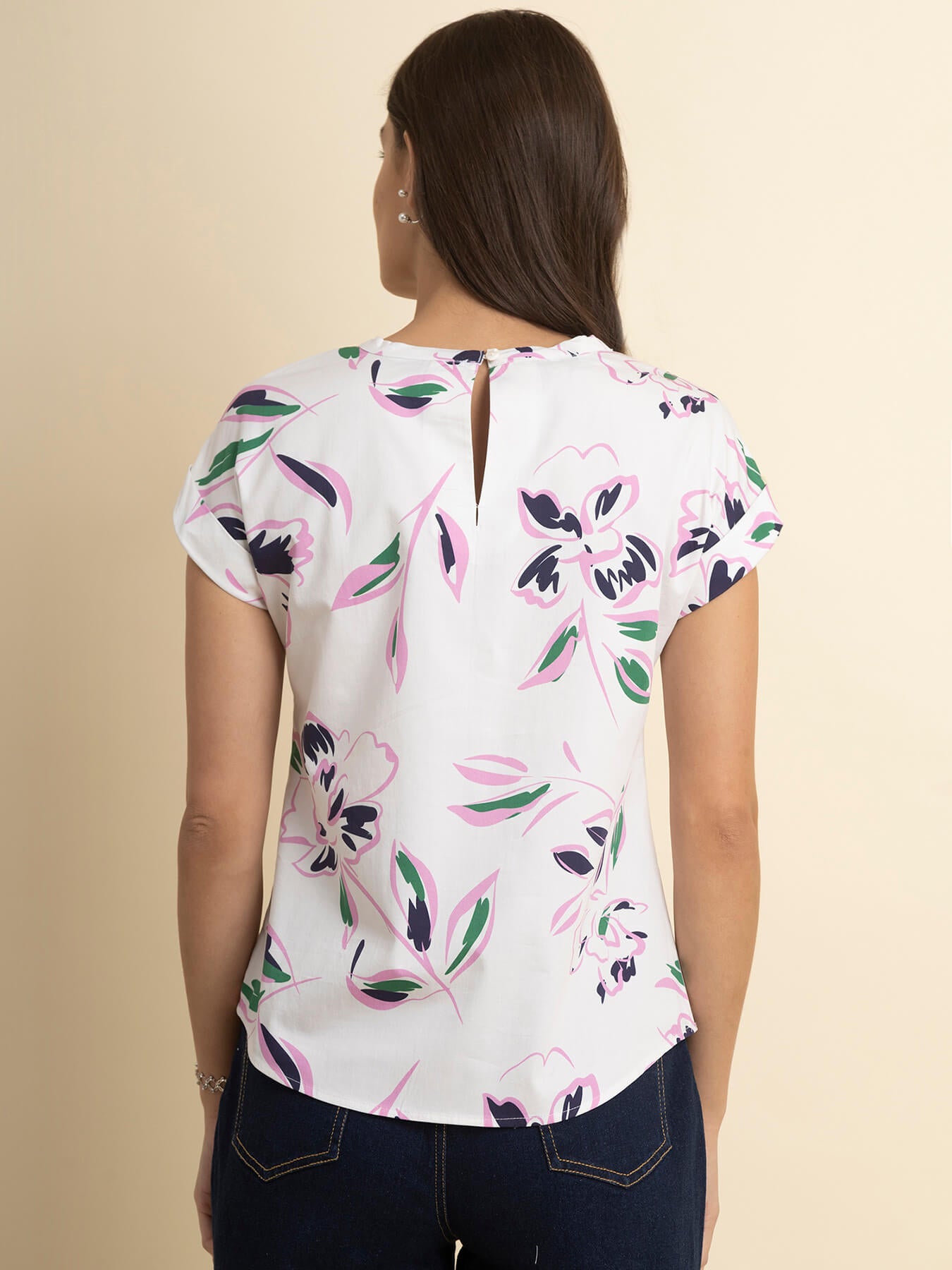 Cotton Drop Shoulder Top - White