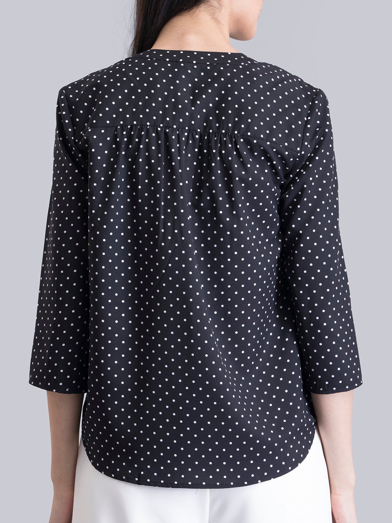 V Neck Polka Dot Top - Black and White| Formal Tops