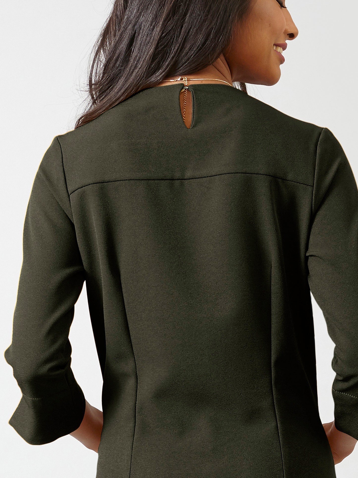 Quarter Sleeves A Line Dress - Seaweed Green| Formal Dresses