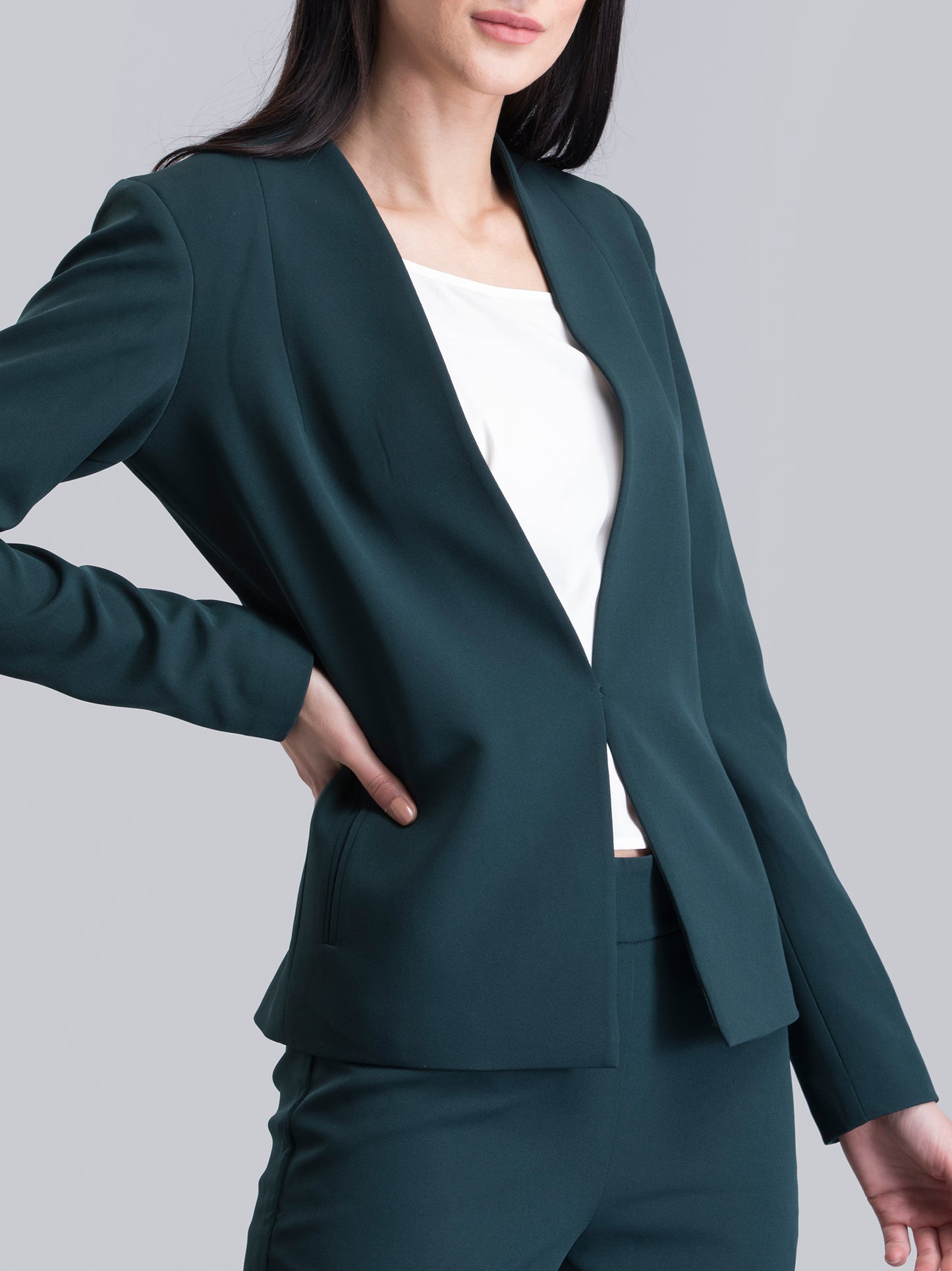 Stylish Hook Closure Jacket - Green| Formal Jackets