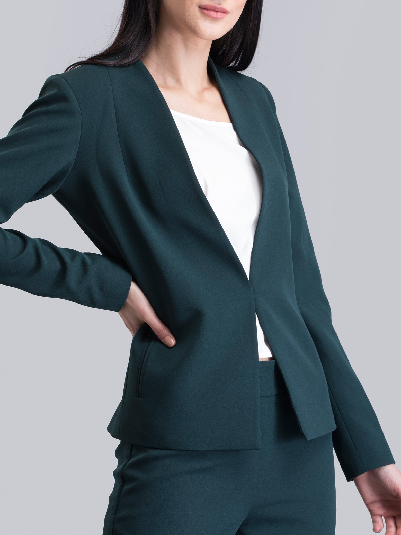 Stylish Hook Closure Jacket - Green| Formal Jackets