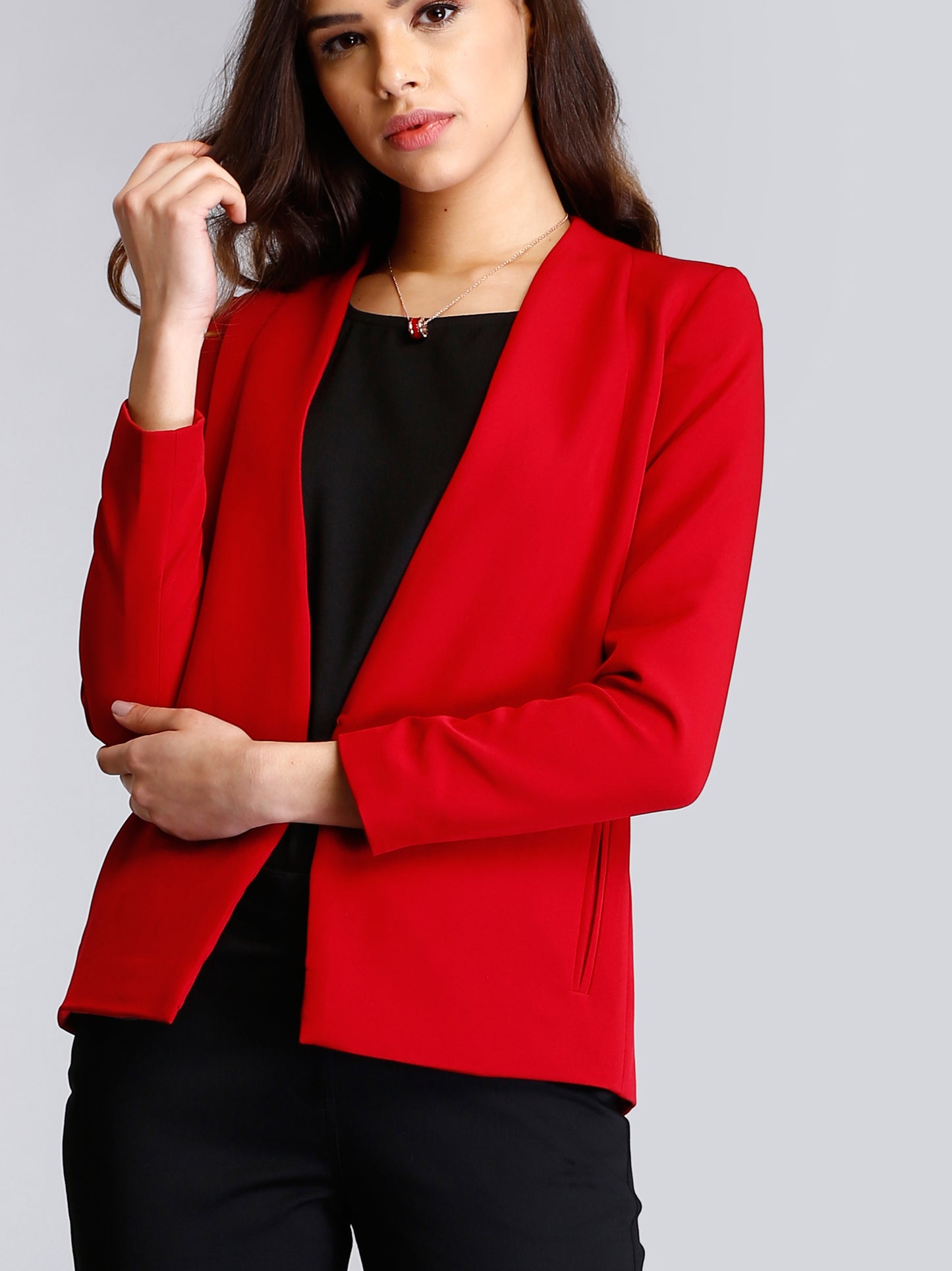 Stylish Jacket With Hook Closure - Red| Formal Jackets
