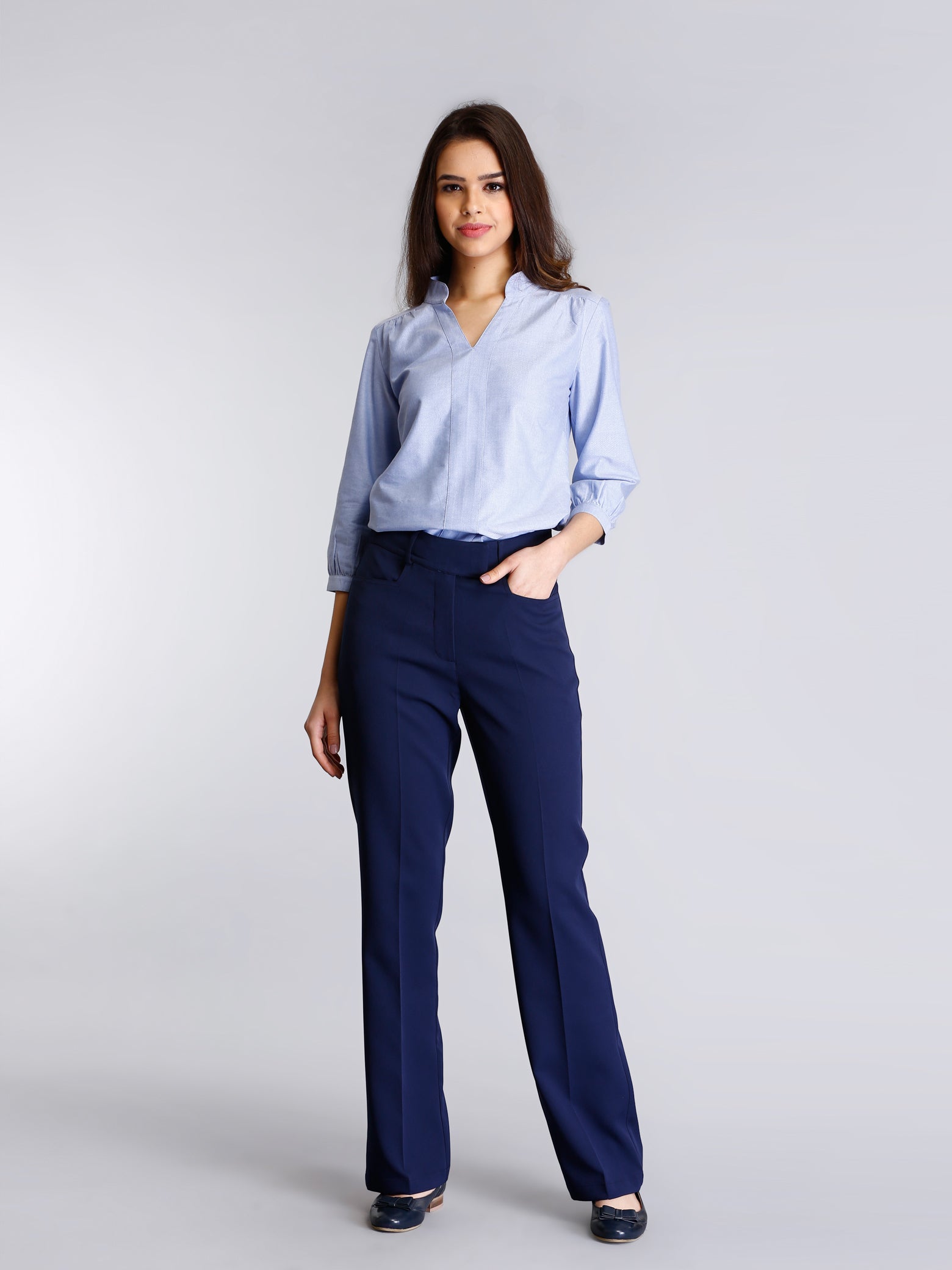 High Waist Pants - Navy| Formal Trousers