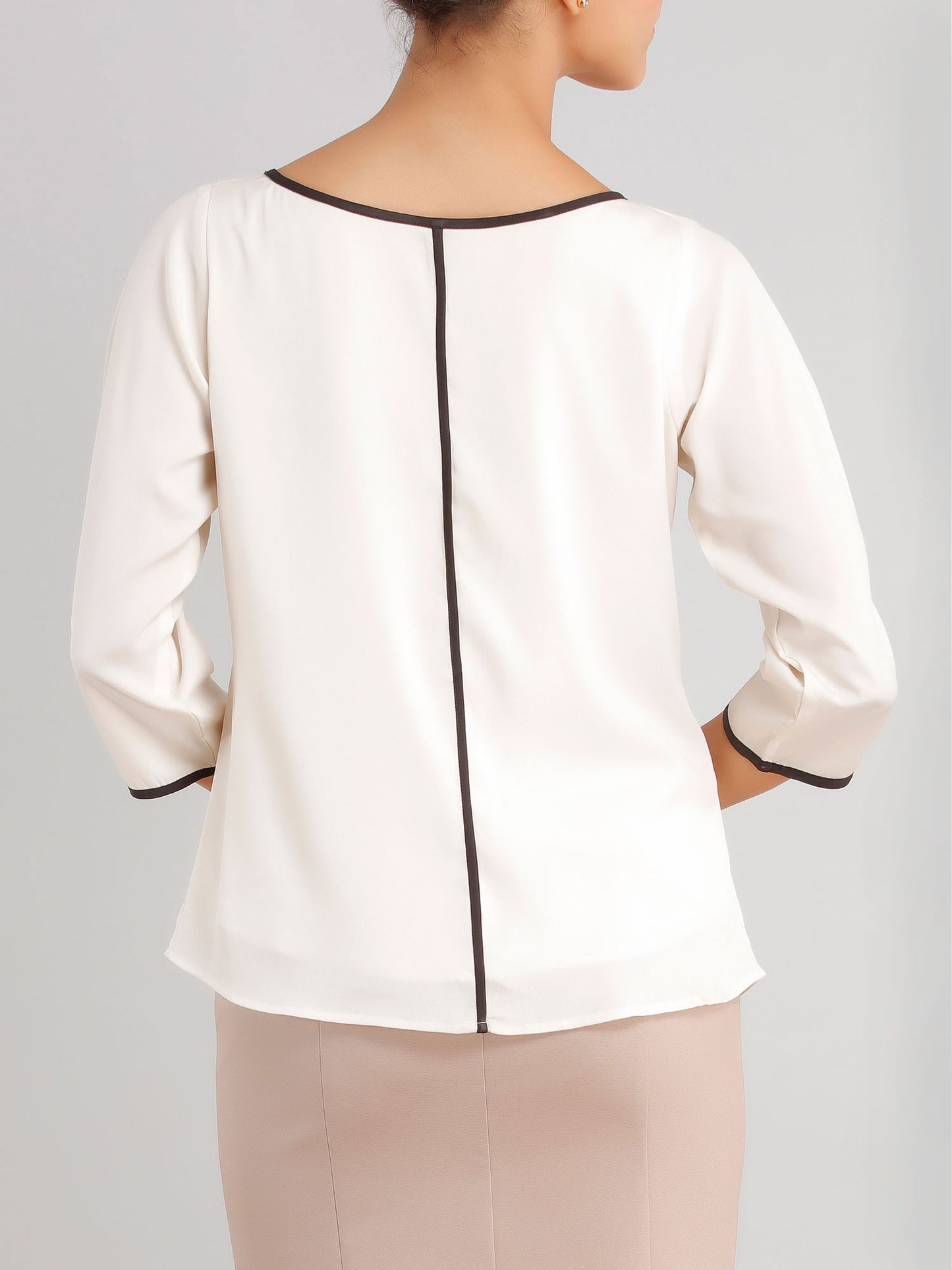Boat Neck Top - Off White| Formal Tops