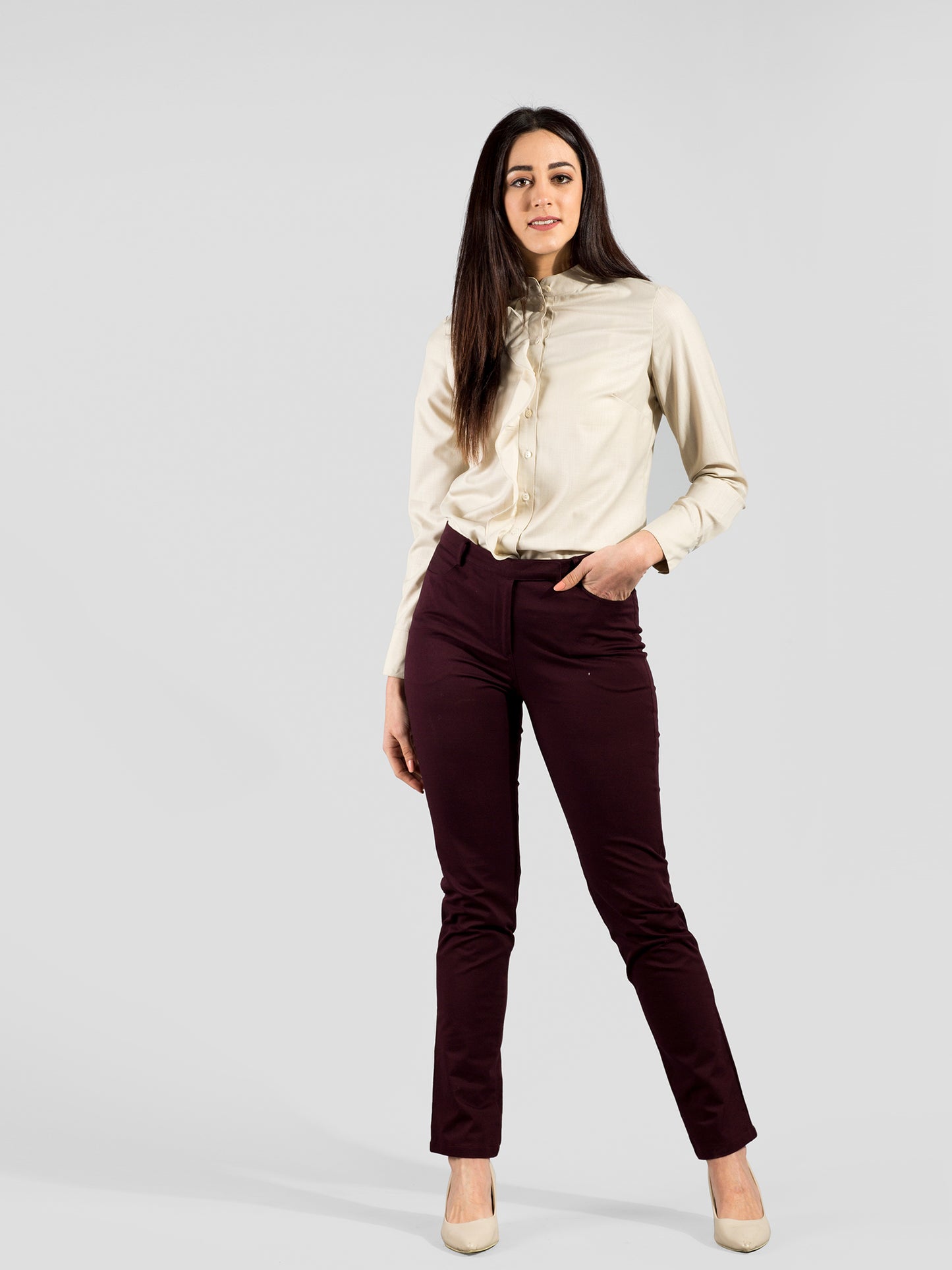 Essential Comfort Trousers - Maroon| Formal Trousers