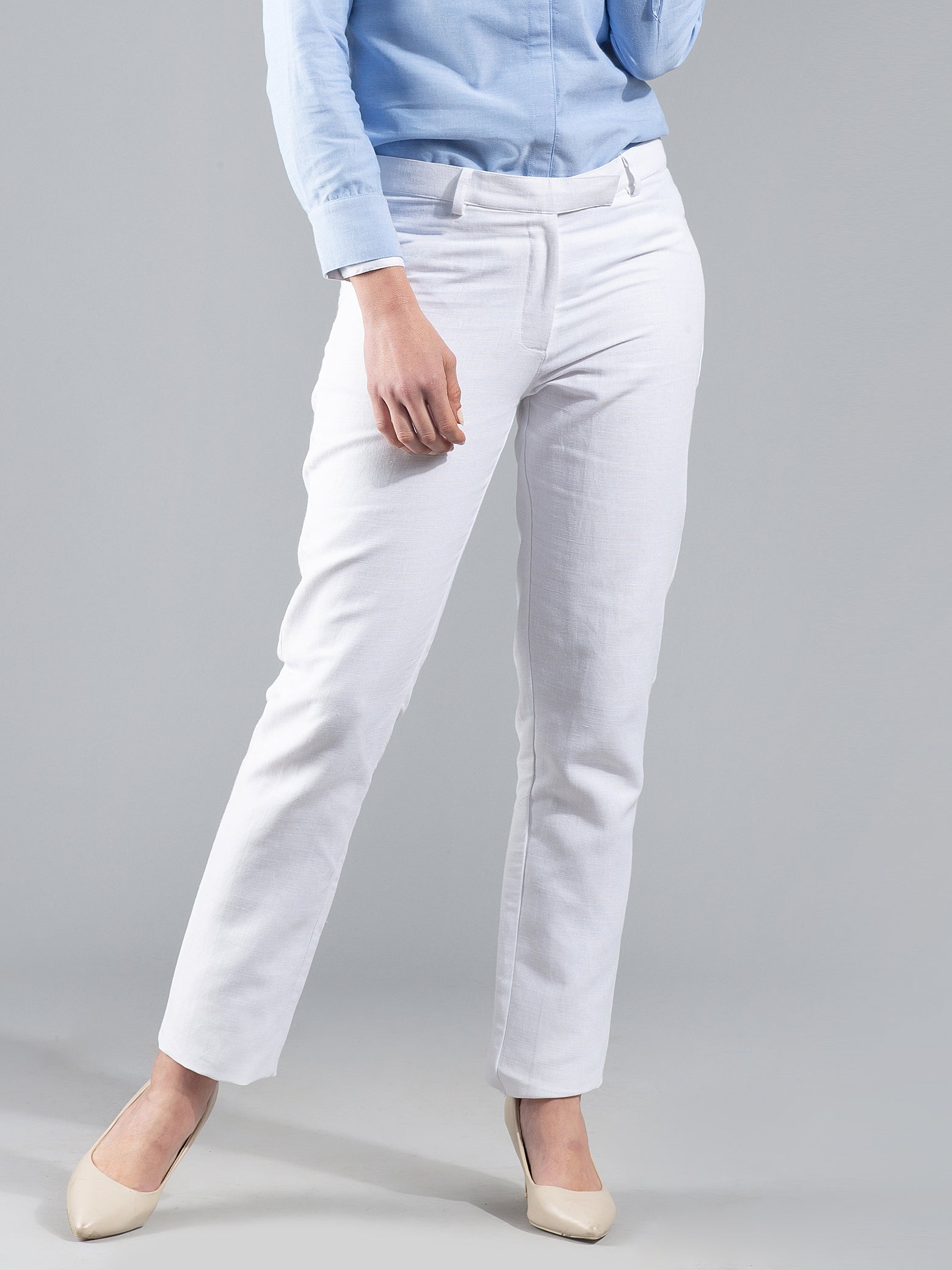 Essential Linen Trousers - White| Formal Trousers