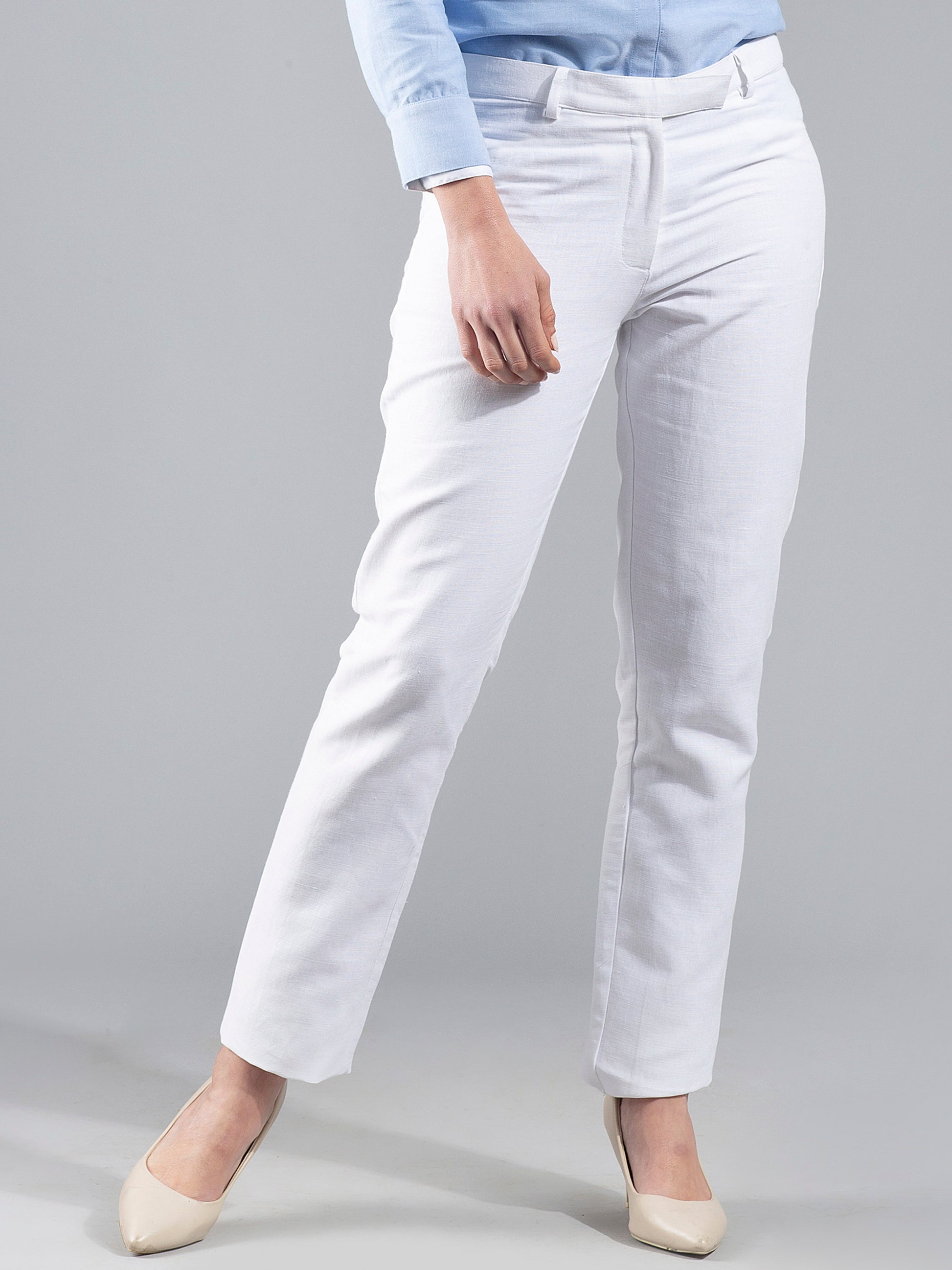 Essential Linen Trousers - White| Formal Trousers
