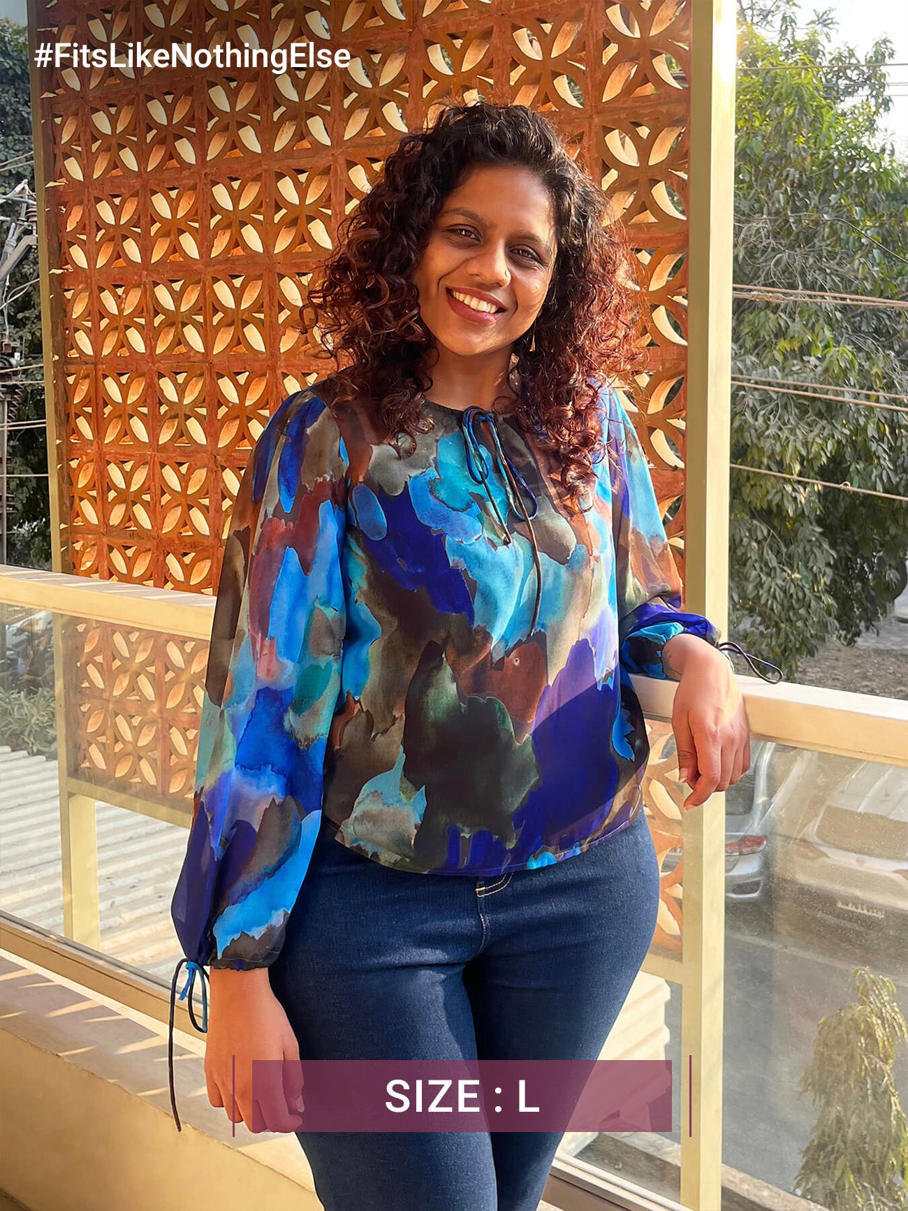 Abstract Print Top - Blue