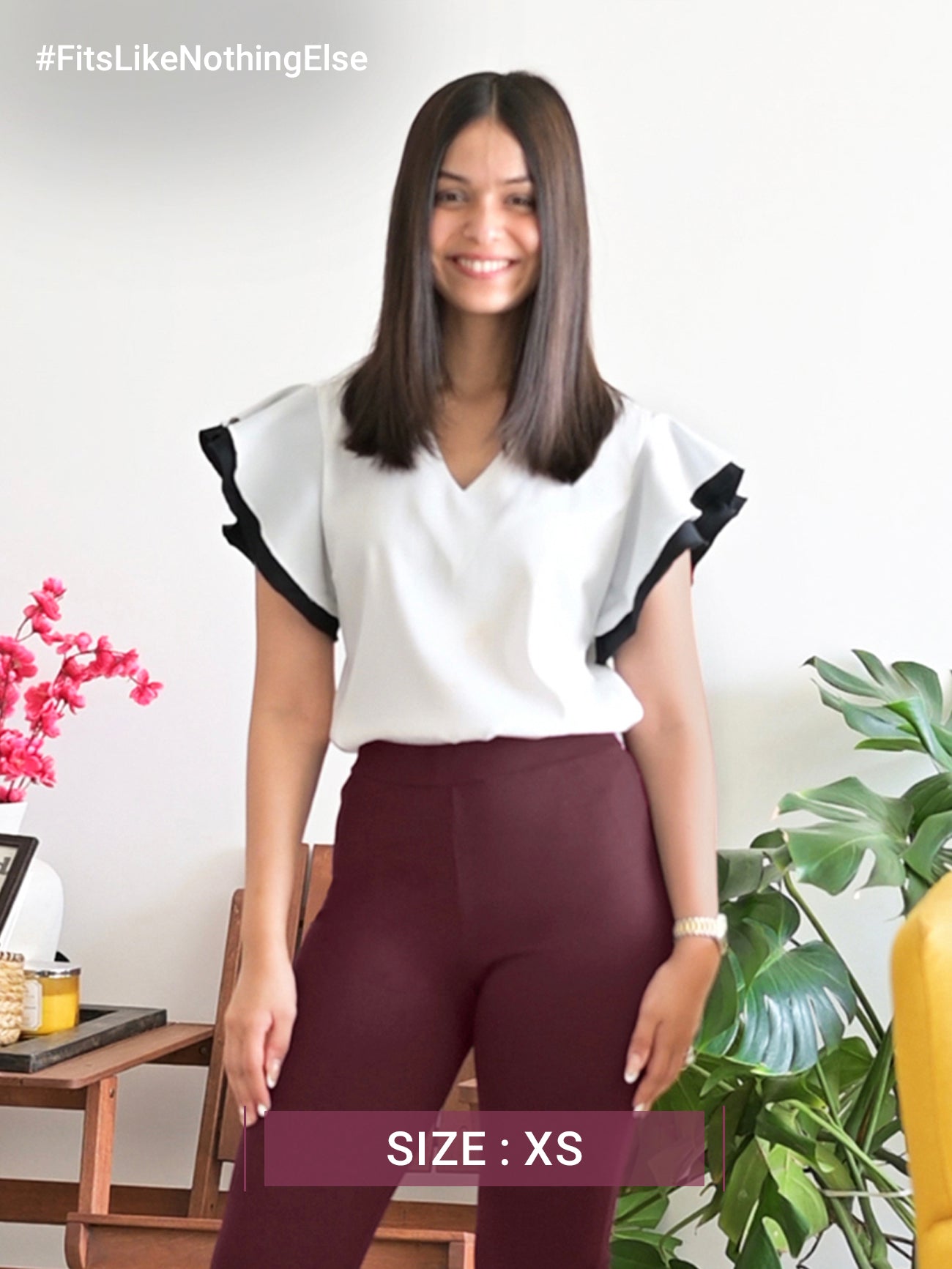 Colour Block Bell Sleeves Top - White And Black