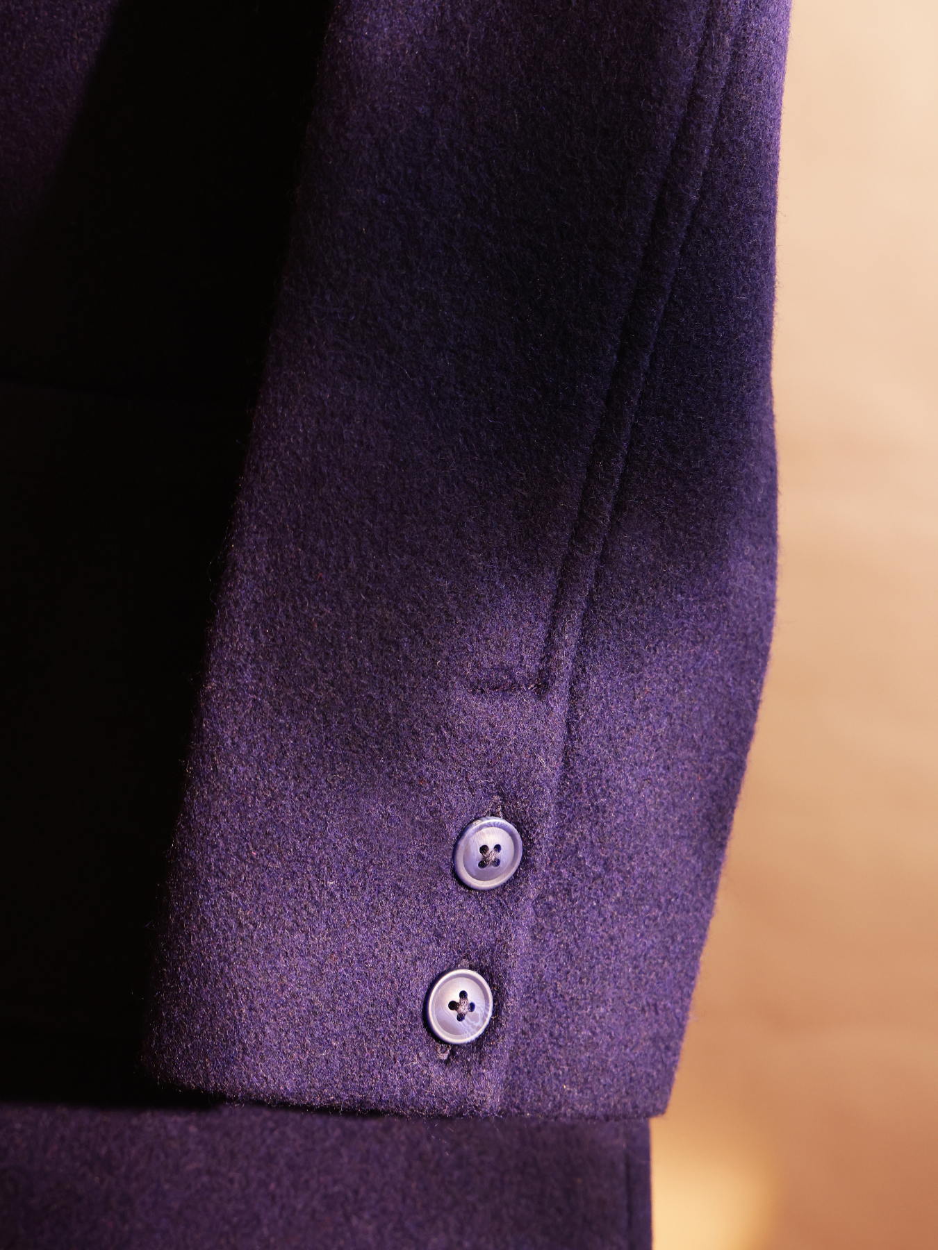 Long Felted Lined Overcoat - Navy