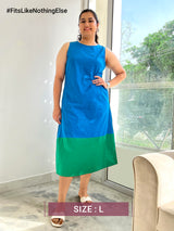 Colour Block Dress - Blue and Green