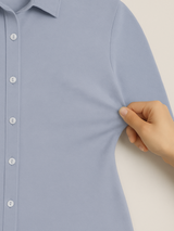 Cotton Knit Shirt - Blue
