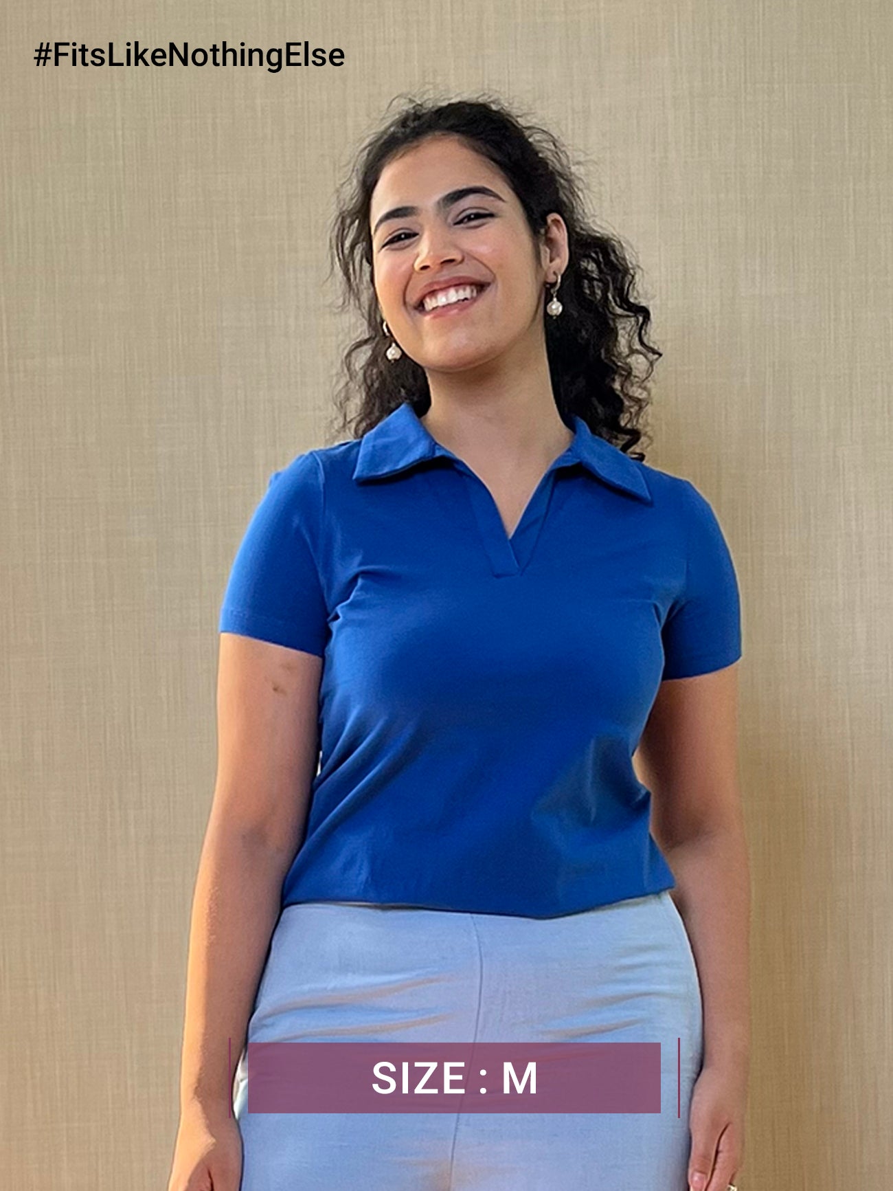 4 Way Stretch Collared LivIn T-shirt - Royal Blue