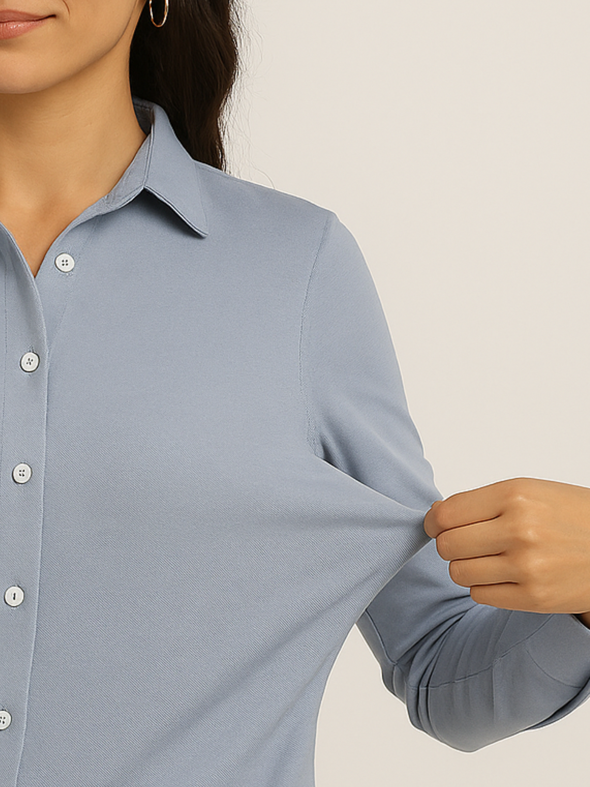 Cotton Knit Shirt - Blue