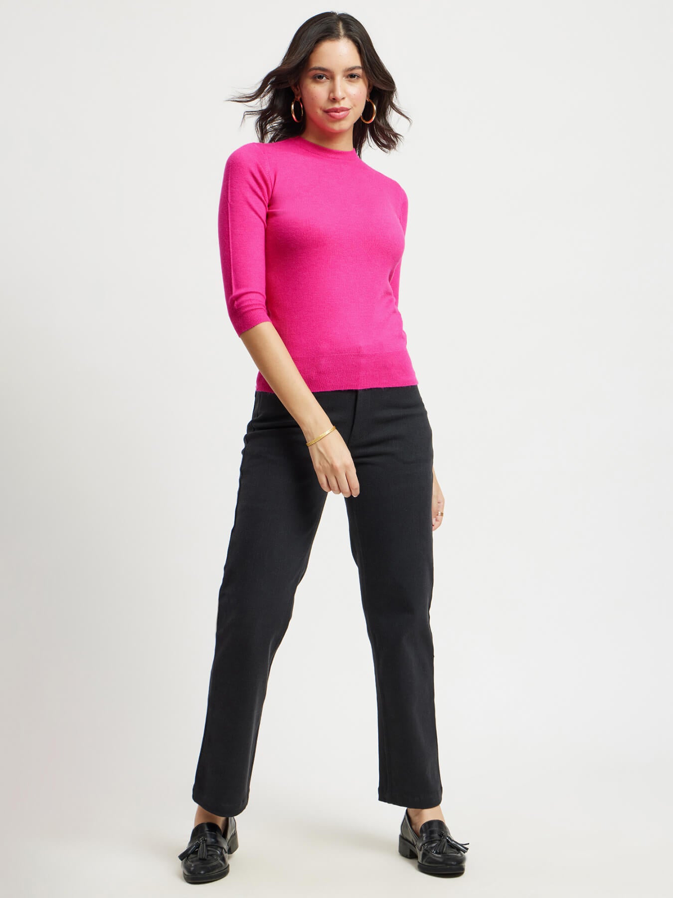 LivSoft Round Neck Knitted Top - Pink