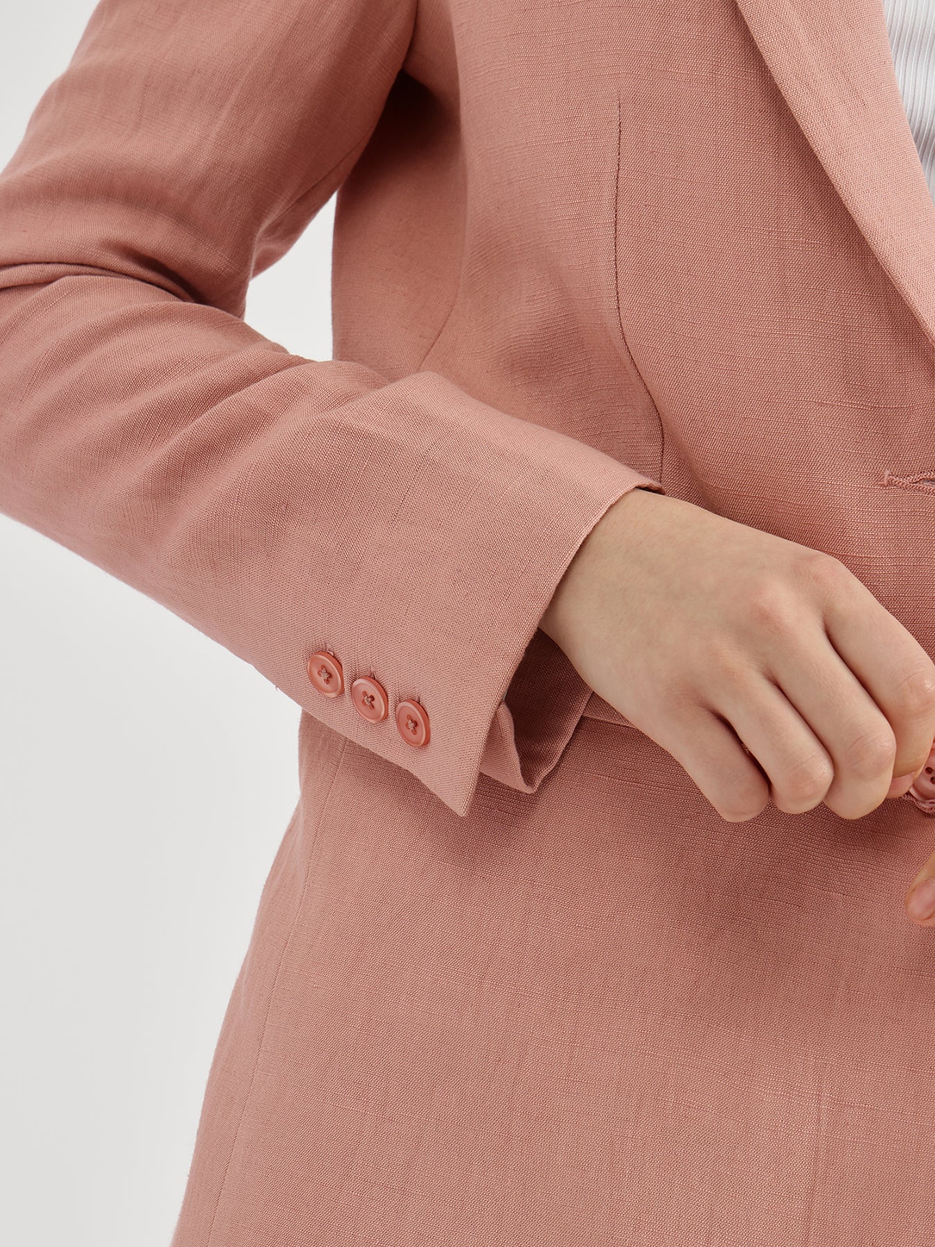 Linen Blazer & Trouser Co-ord Set - Dusty Pink