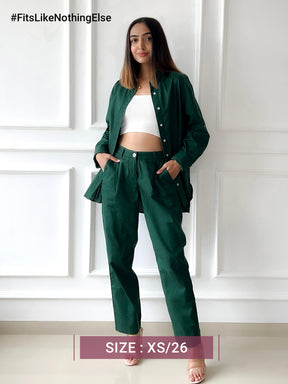 Linen Oversized Shirt And Trouser Co-ord - Green