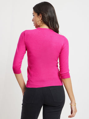 LivSoft Round Neck Knitted Top - Pink