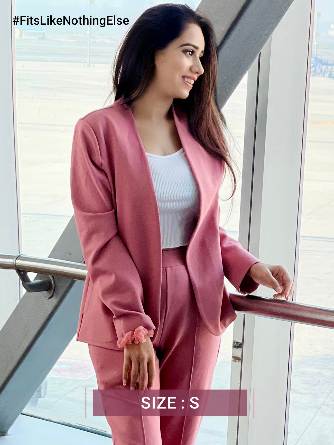 Open Front Blazer - Pink