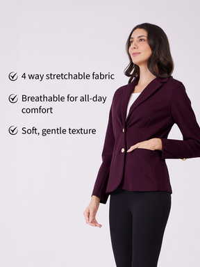 LivIn Single Breasted Blazer - Maroon