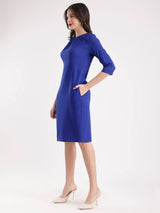 Front Pleat Shift Dress - Royal Blue