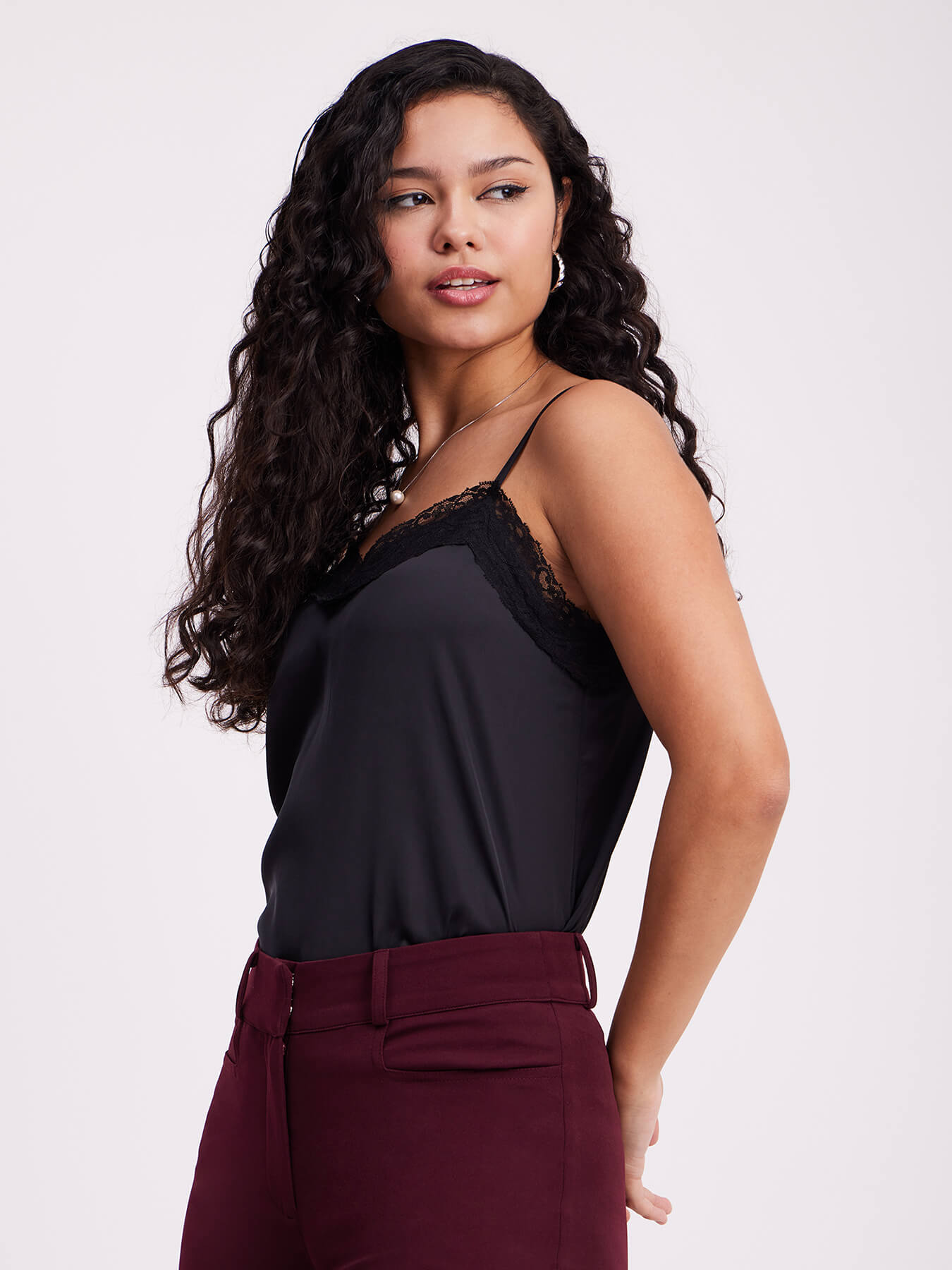 Satin Lace Camisole - Black