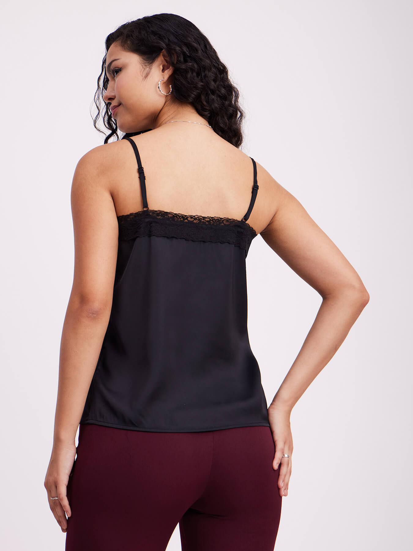 Satin Lace Camisole - Black