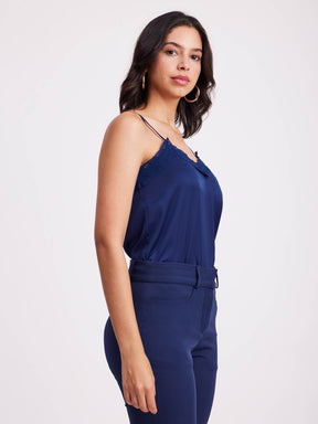 Satin Lace Camisole - Navy Blue