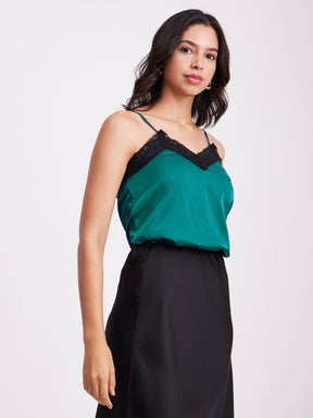 Satin Lace Camisole - Teal