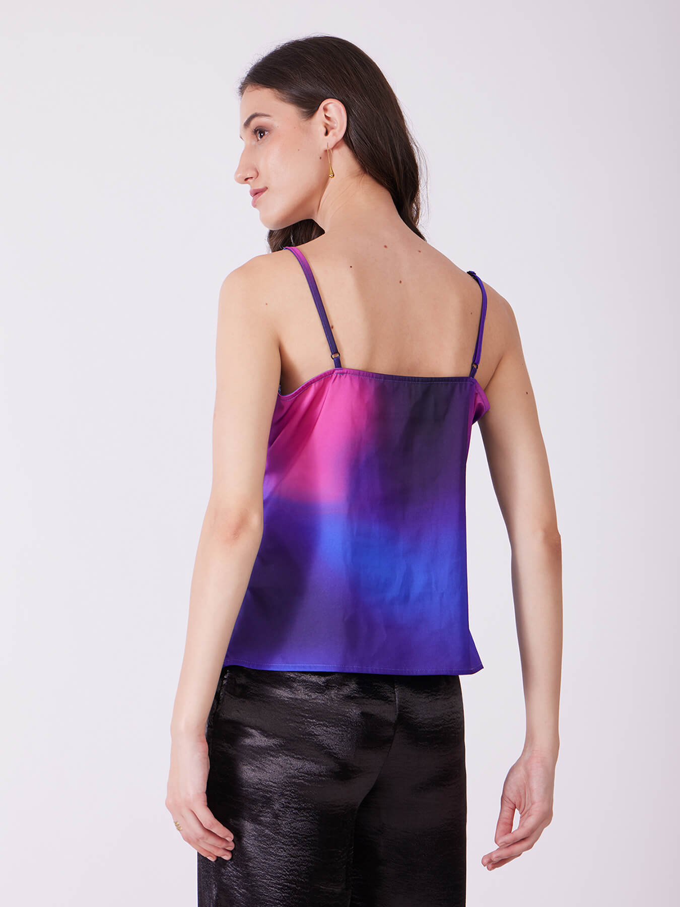 Satin Cowl Neck Camisole - Blue