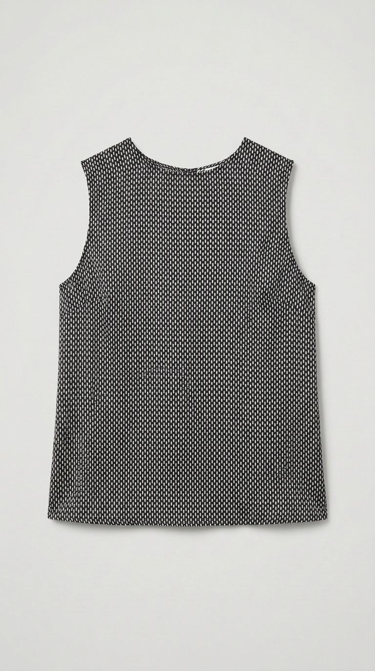 Satin Retro Print Camisole - Black & White