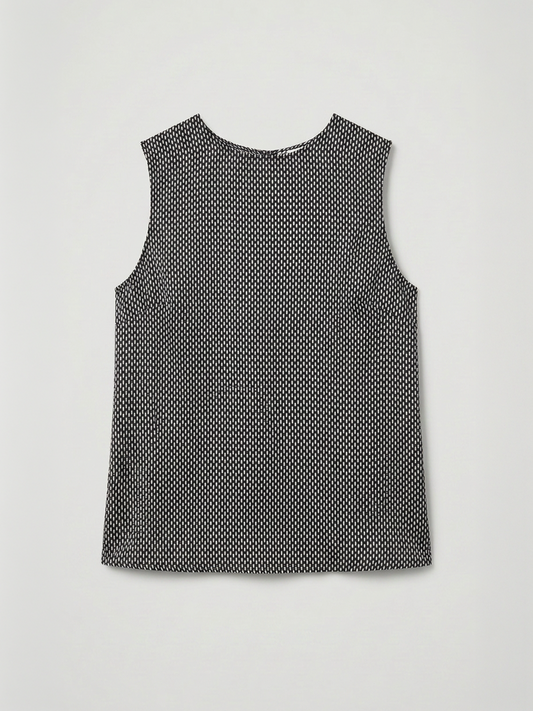 Satin Retro Print Camisole - Black & White