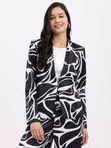 Satin Lined Jacket And Pants Co-ord - Black And White