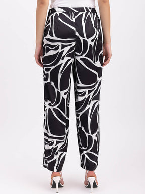 Satin Lined Jacket And Pants Co-ord - Black And White