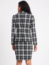 Checkered Blazer And Skirt Co-ord - Black And White