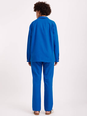 Linen Oversized Shirt And Trouser Co-ord - Blue