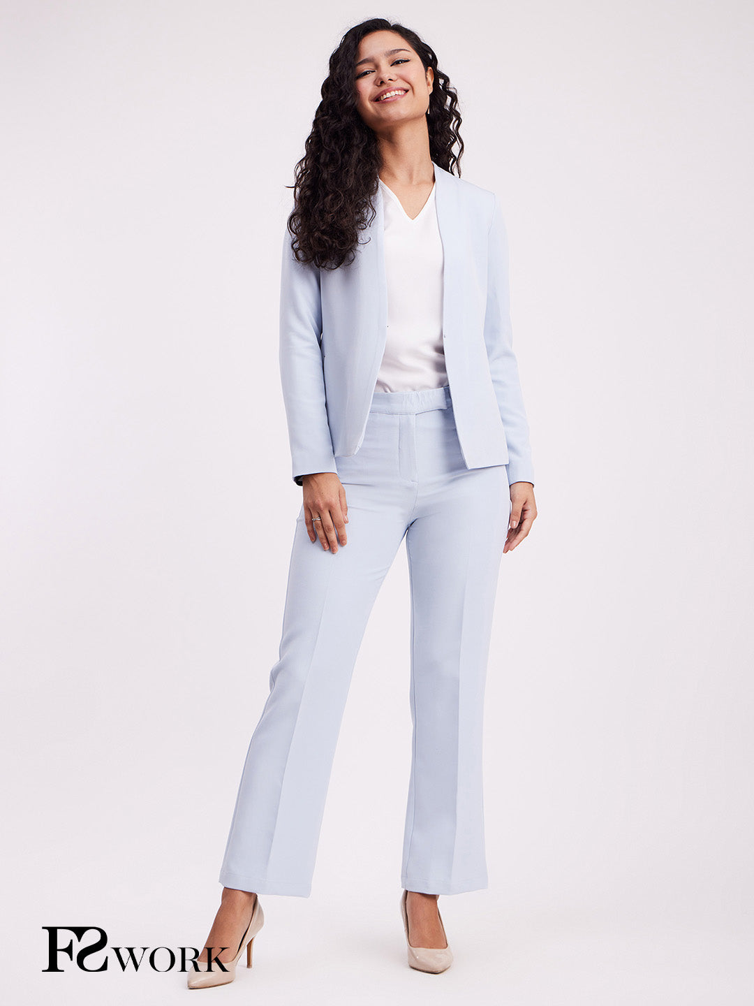 Open Front Blazer And Trouser Co-ord - Blue