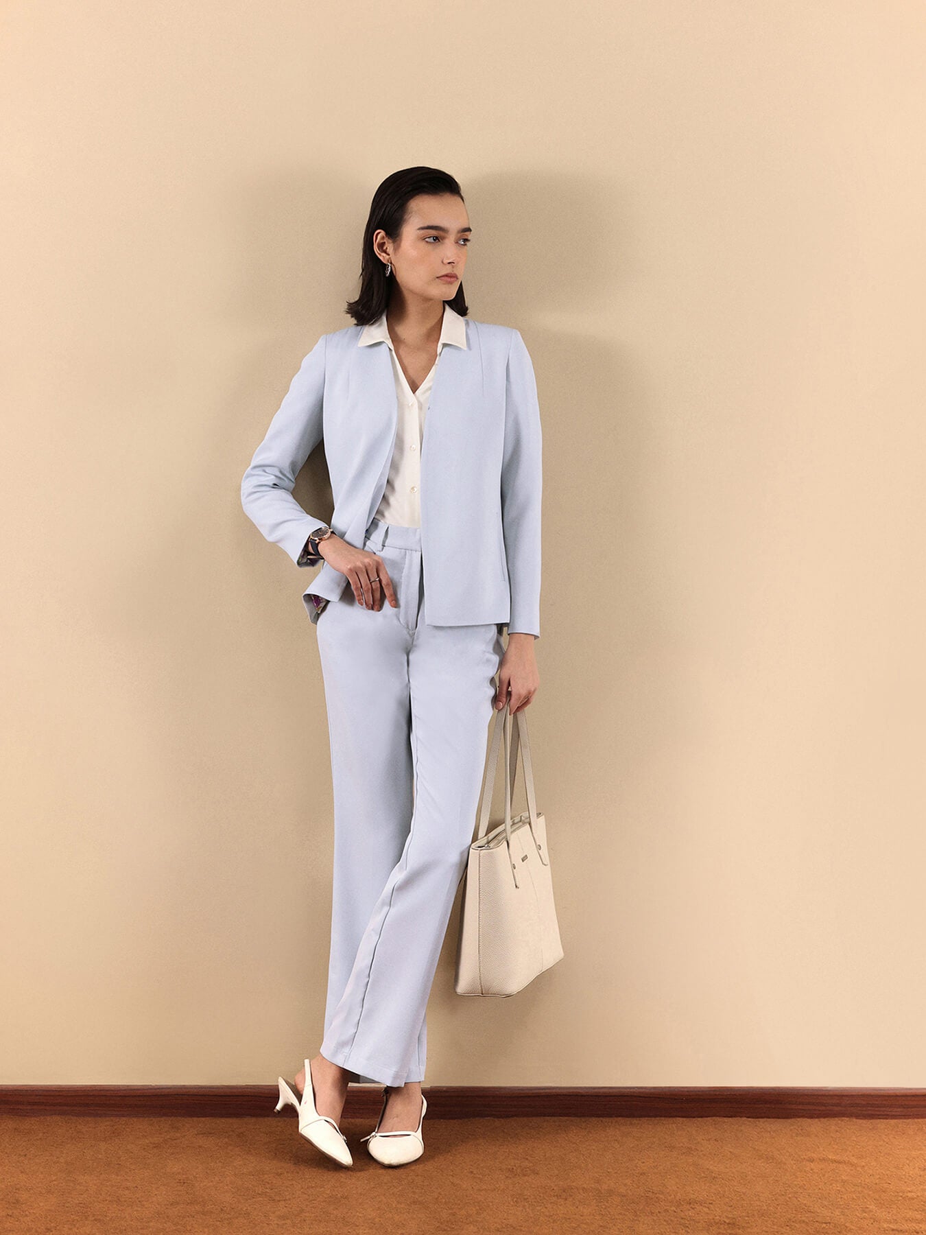 Open Front Blazer And Trouser Co-ord - Blue