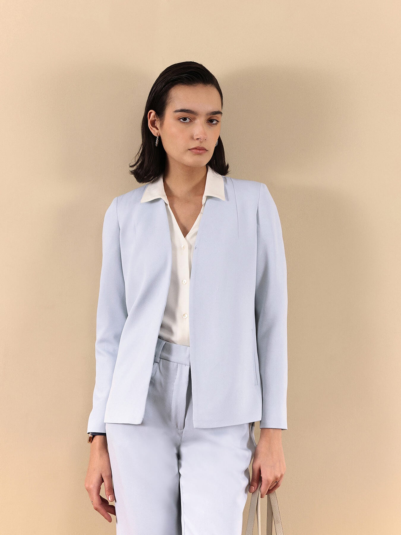 Open Front Blazer And Trouser Co-ord - Blue