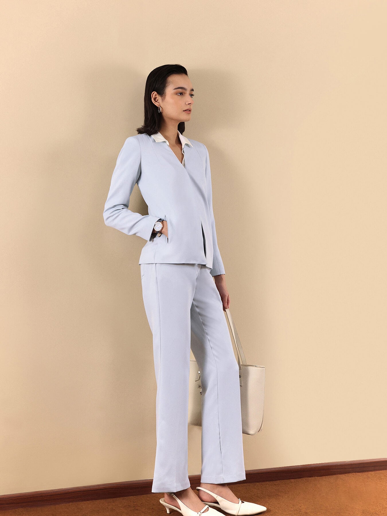 Open Front Blazer And Trouser Co-ord - Blue