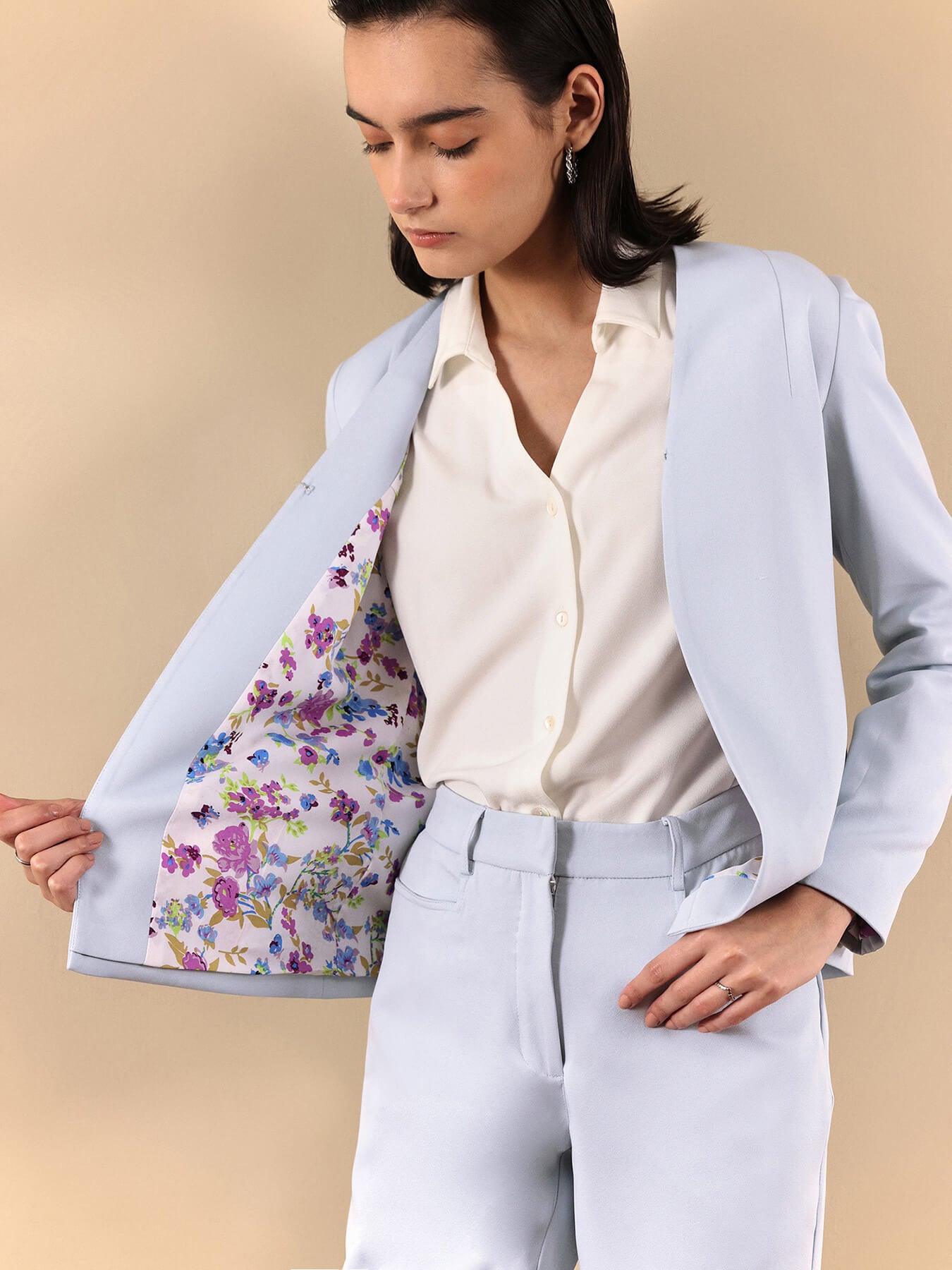 Open Front Blazer And Trouser Co-ord - Blue
