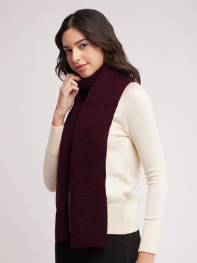 Textured Wool Muffler - Wine