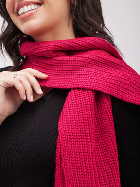 Textured Knit Muffler- Fuchsia