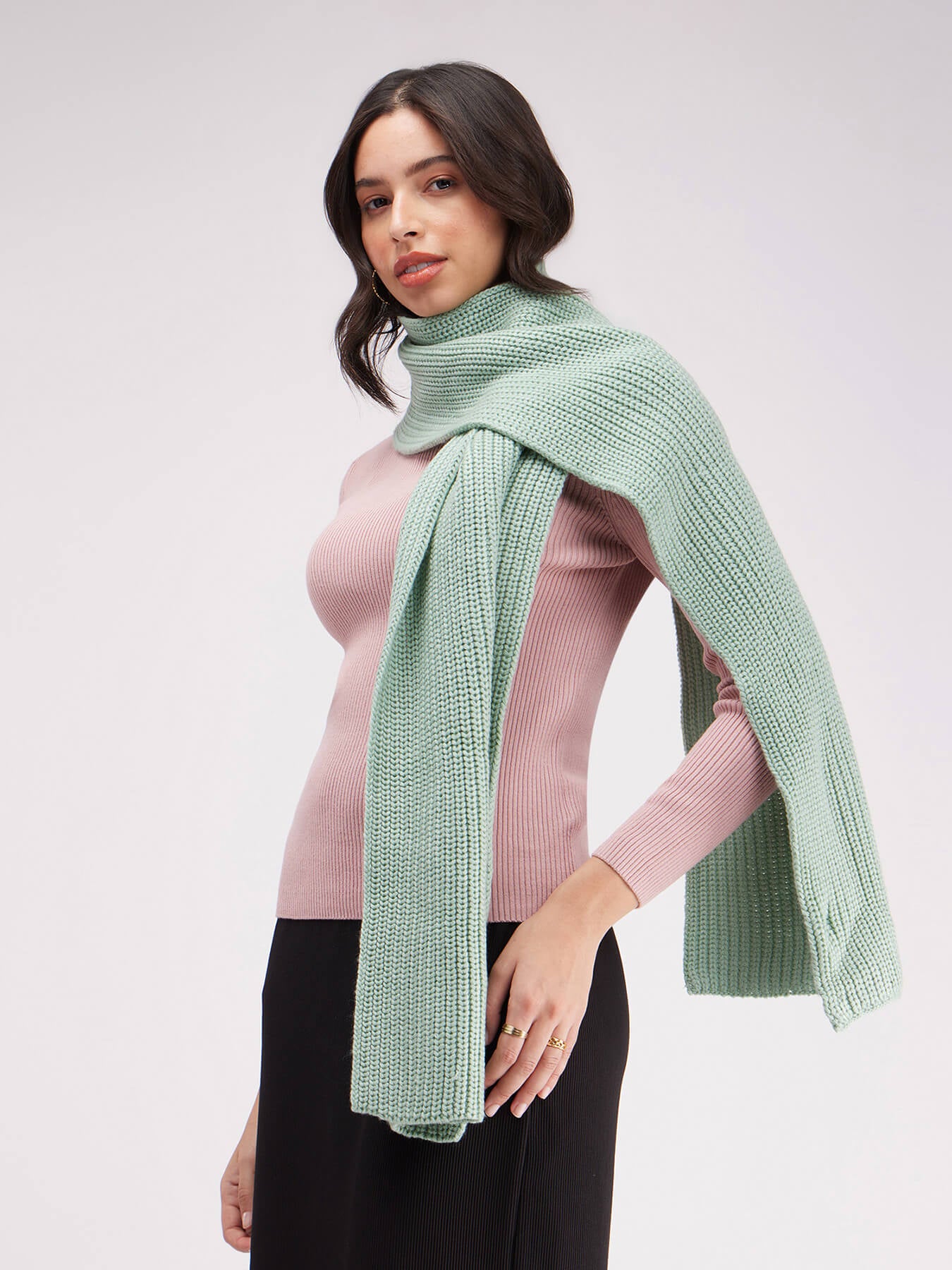 Textured Knit Muffler- Sap Green