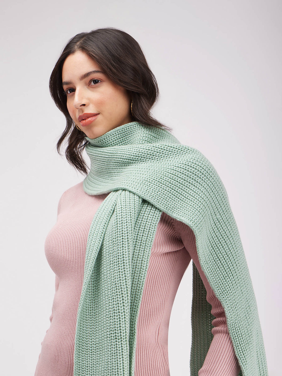 Textured Knit Muffler- Sap Green