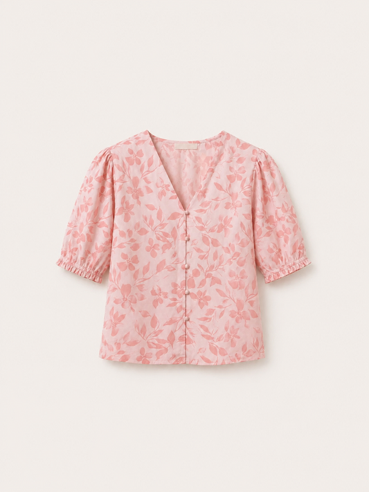 Floral V-Neck Top - Lavender
