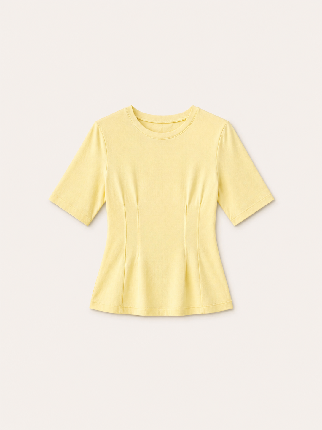 Cotton Round Neck Darted Top - Yellow