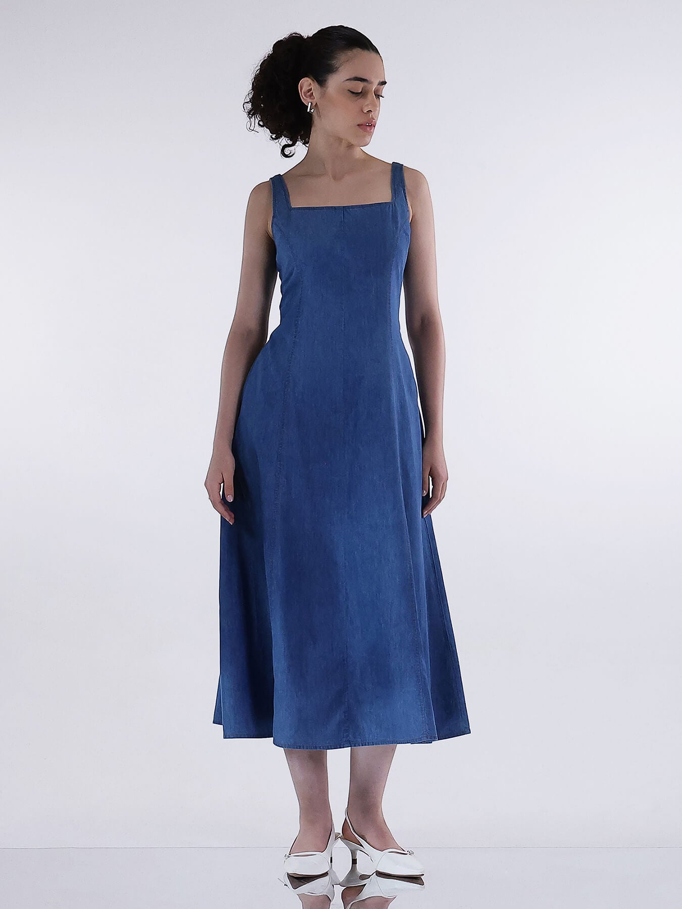 Denim Midi Dress - Blue