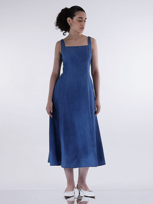 Denim Midi Dress - Blue