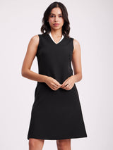 Colour Block A Line Dress - Black